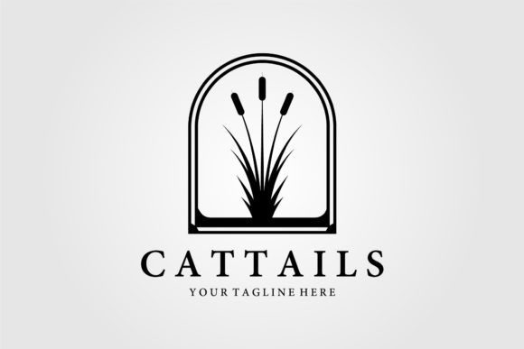 Cattails or Reed Logo Vintage Vector