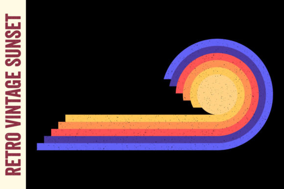 Retro Vintage Sunset Beach Wave Grunge