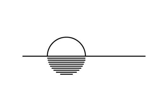 Sunset Line Art Summer Logo or Icon