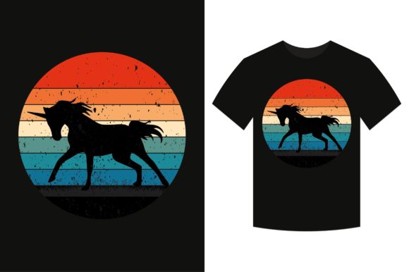 Unicorn Silhouette Retro Sunset T-Shirt