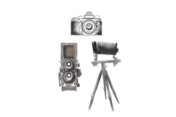 Watercolor Retro Cameras