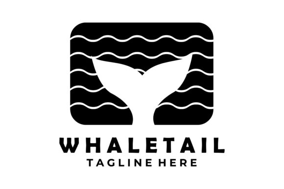 Whale Tail Logo Vintage Vector Icon